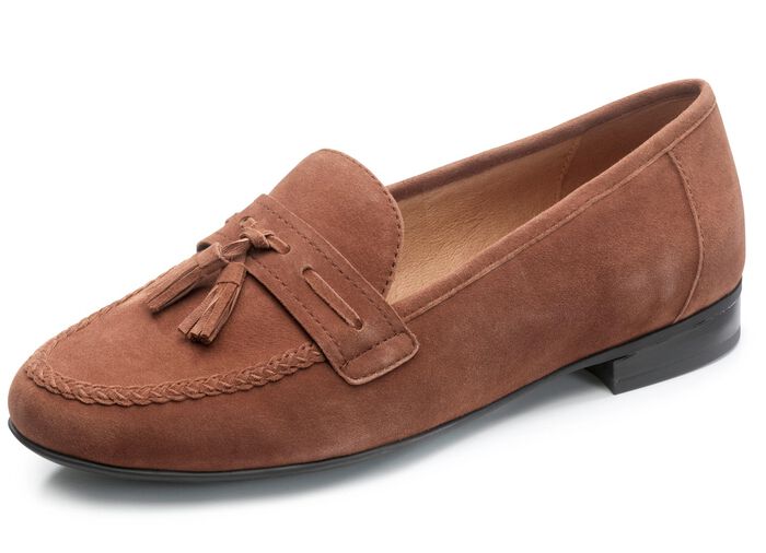 Caprice pantoffels met leren clip COGNAC