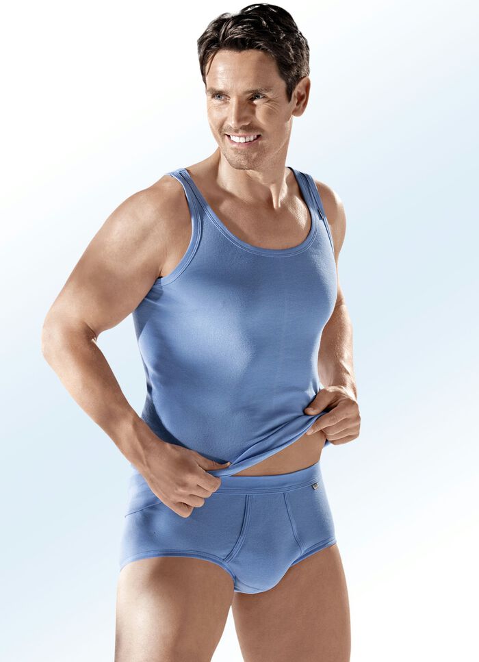 Hermko set van vier slips van fijne ribstof, met gulp, blauw 