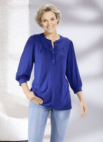 Shirt met korte knoopsluiting in 2 kleuren KONINGSBLAUW