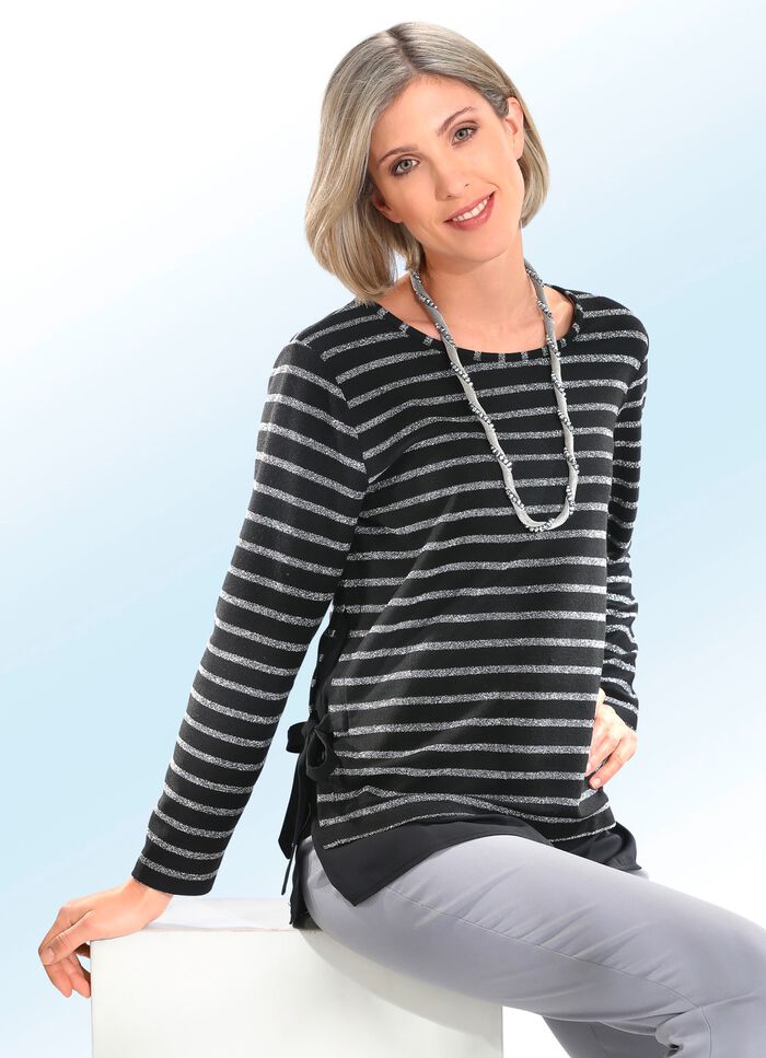 Shirt met chiffon-inzetstuk met ceintuur aan de zijkant 