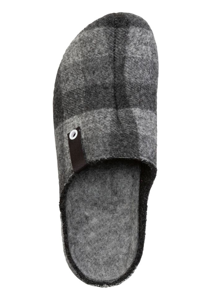 Laurina pantoffels gemaakt van geruit textielmateriaal GRIJS