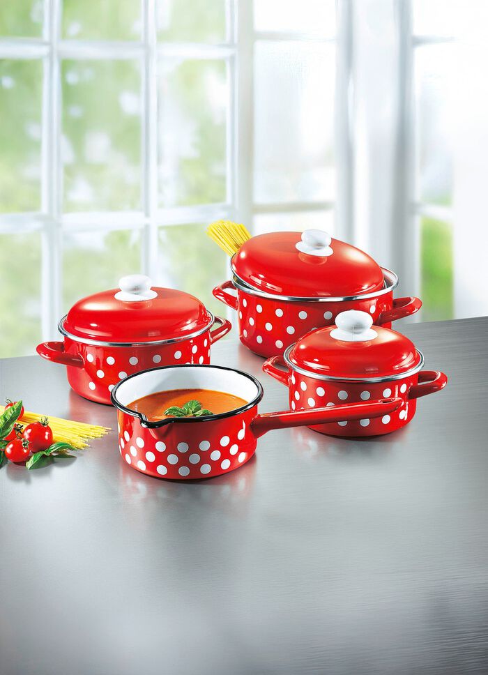 Emaille pannenset, 7-delig 