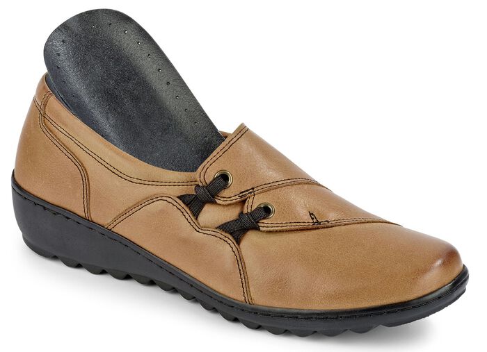 Gemini pantoffels gemaakt van rundnappaleer COGNAC