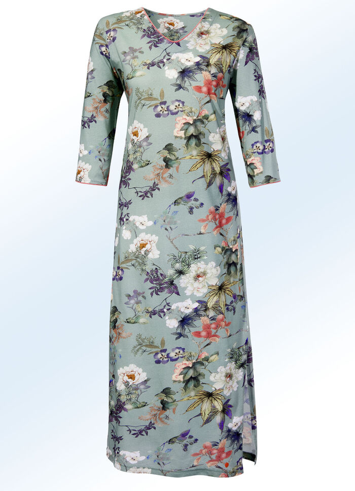 Nachtjapon, kuitlengte met 3/4-mouwen JADE KLEURRIJK