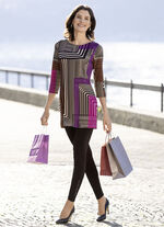 Leggings met elegant glanzend decoratief motief ZWART