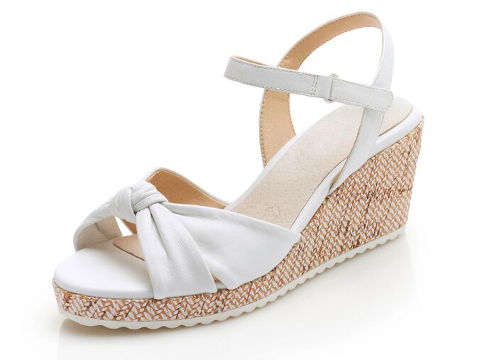 ELENA EDEN, chique damessandalen, breedte G, gemaakt van leer WIT