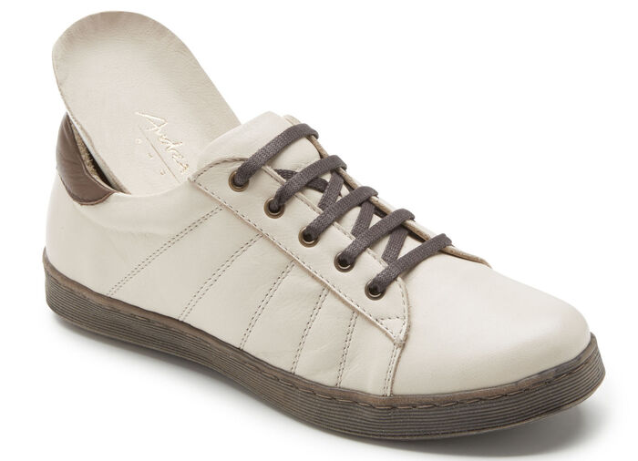 Andrea Conti veterschoenen met contrasterende bies aan de achterkant BEIGE