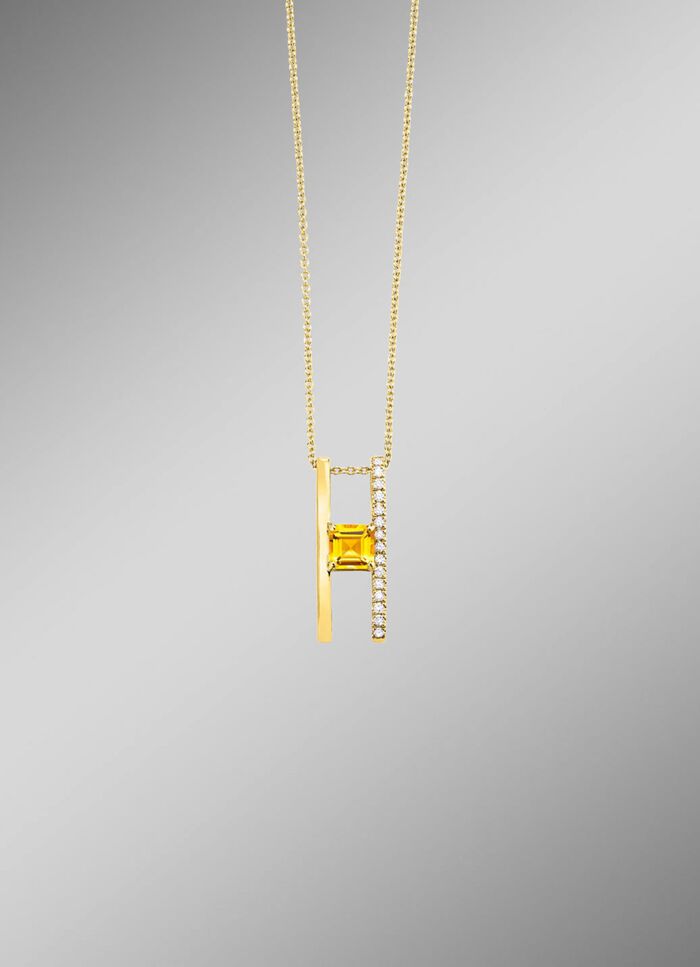 Edele hanger met citrien en diamanten 