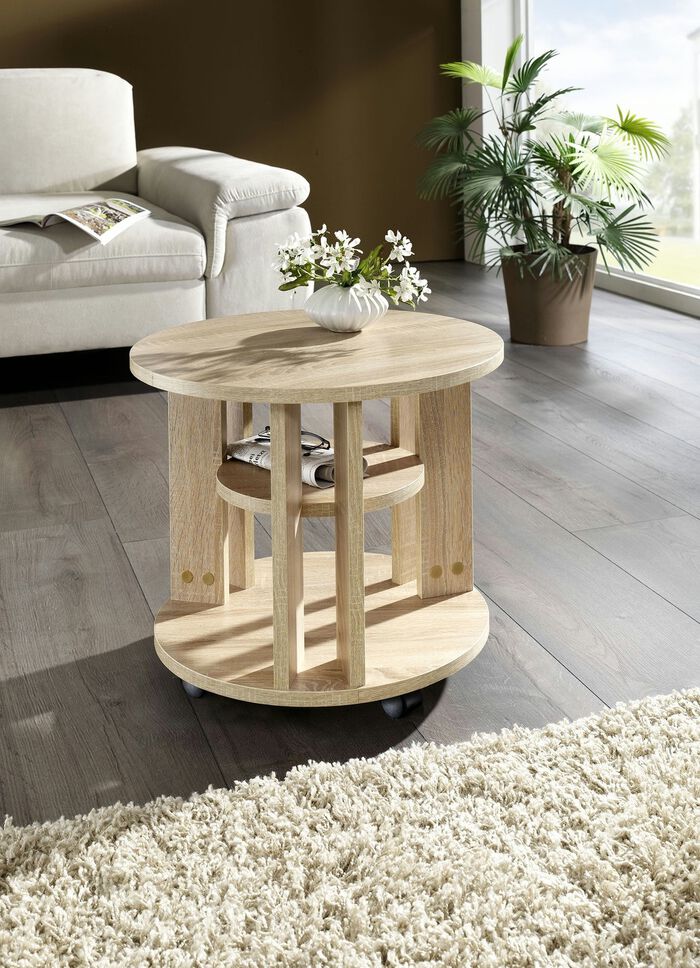 Salontafel met 2 planken en 4 wielen 