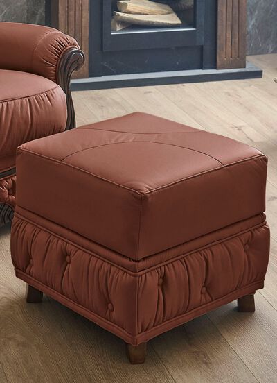 Gestoffeerde meubels van massief hout met bekleding van echt leer 