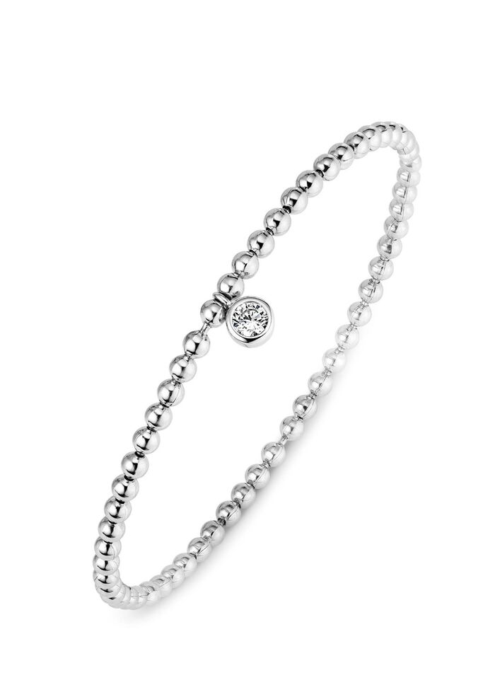 Ball chain armband gemaakt van zilver 925/- fijn met 1 synth. zirkonia 