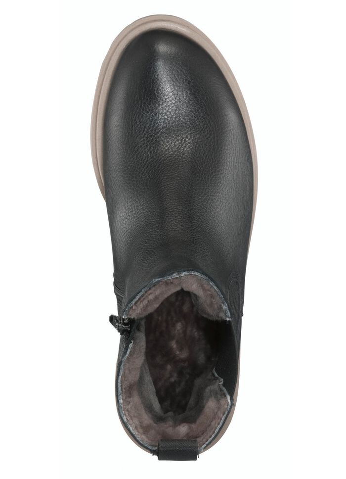 Trendy enkellaarsjes met behaaglijke voering van lamsleer ZWART