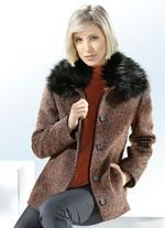 Korte jas met afneembare kunstbont kraag 