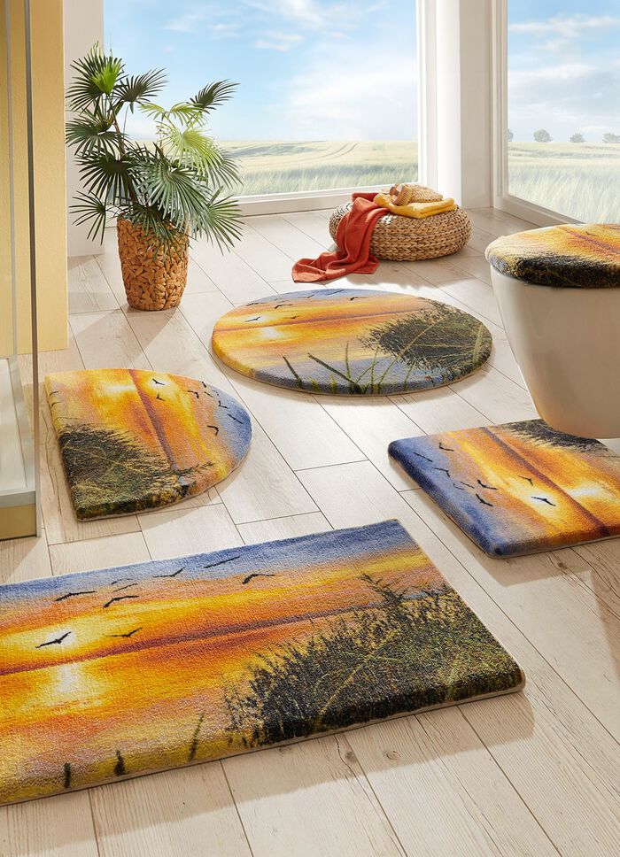 Kleurrijke badkamerset met mooie lintrand 