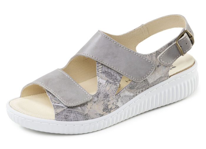 ELENA EDEN, comfortabele damessandalen, breedte H, met uitneembaar voetbed GRAU-BEIGE