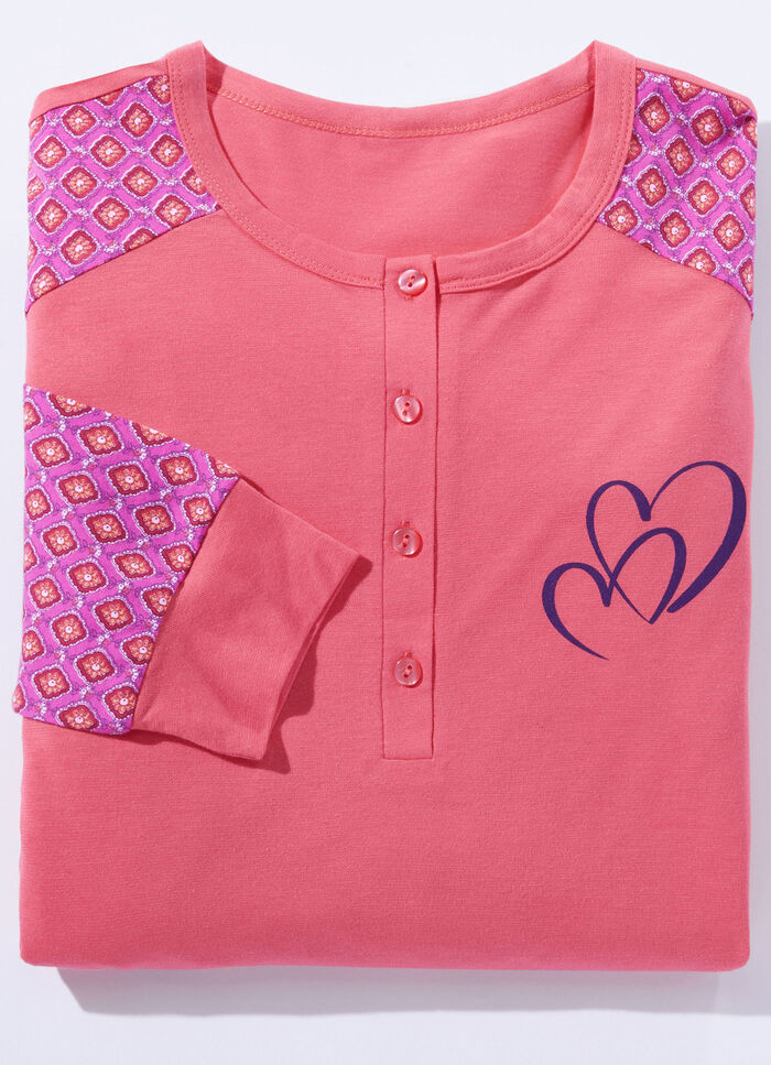 Set van twee nachthemden met zijsplitten en knoopsluiting 