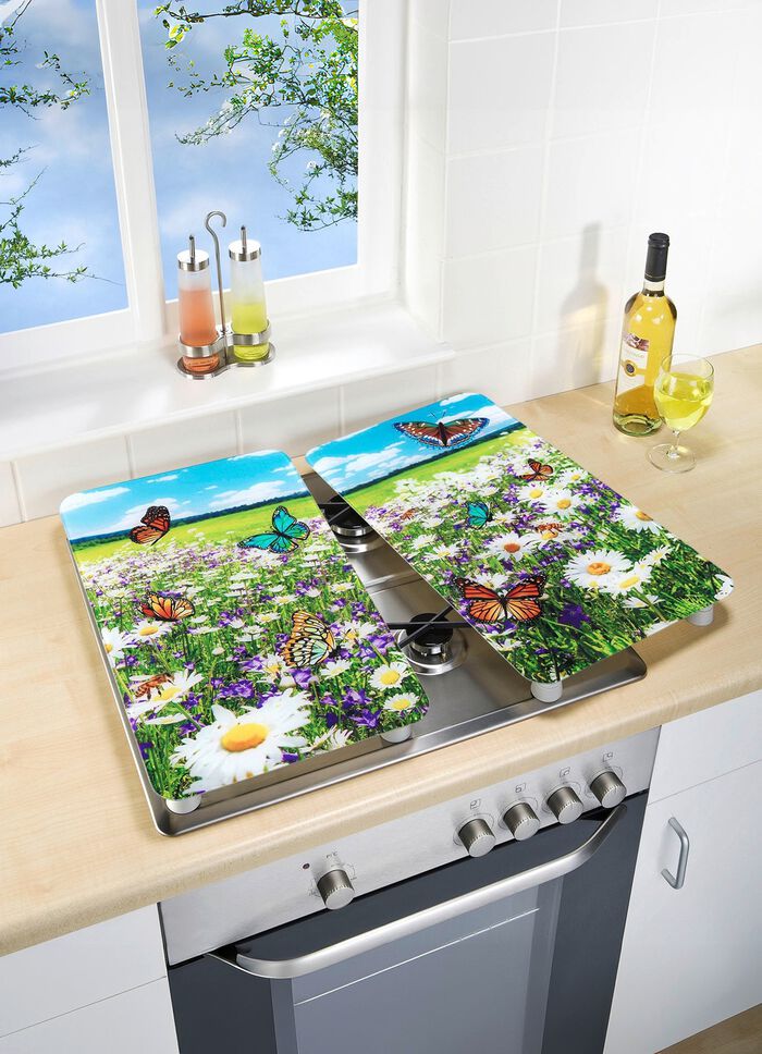 Kachelafdekplaten met zomerweidemotief 