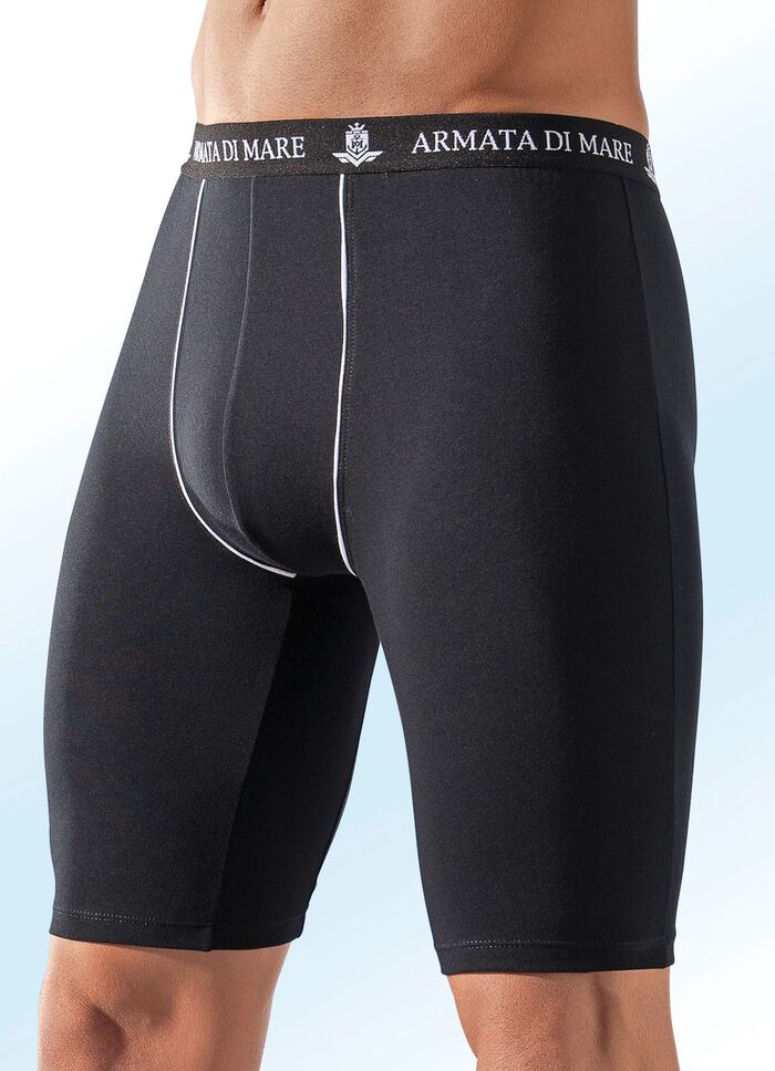 Set van drie lange broeken, effen met decoratieve biezen 