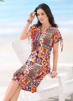 Laurina-jurk met briljant printdesign en korte mouwen 