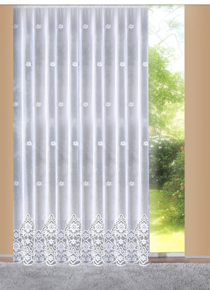 Prachtig lang glasgordijn met universele railband 