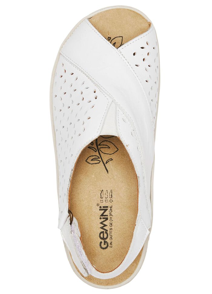 Gemini sandaal van luchtig geperforeerd rundnappaleer WIT