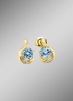 Stralende glans: oorbellen met blauwe topaas en synthetische zirkonia 