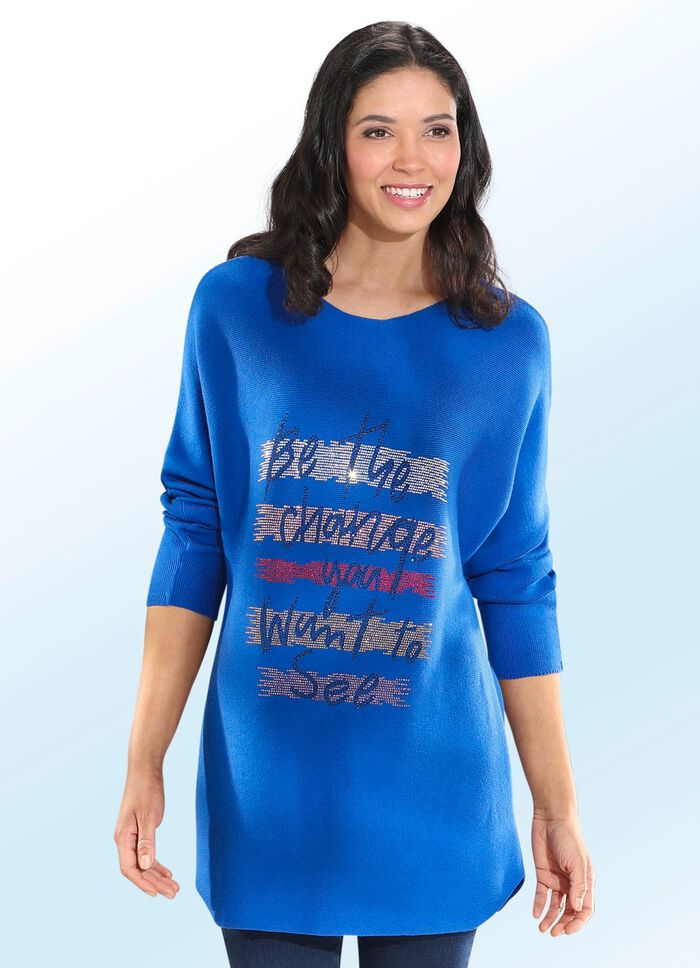 Lange trui met strassversiering 