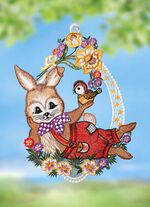 Raamafbeelding met paashaasmotief 