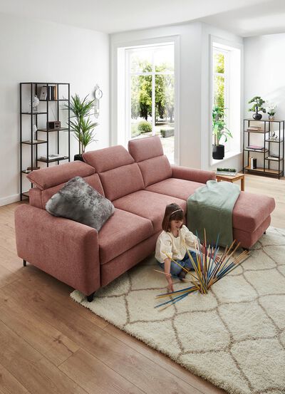 Comfortabele gestoffeerde hoekbank met bedfunctie 