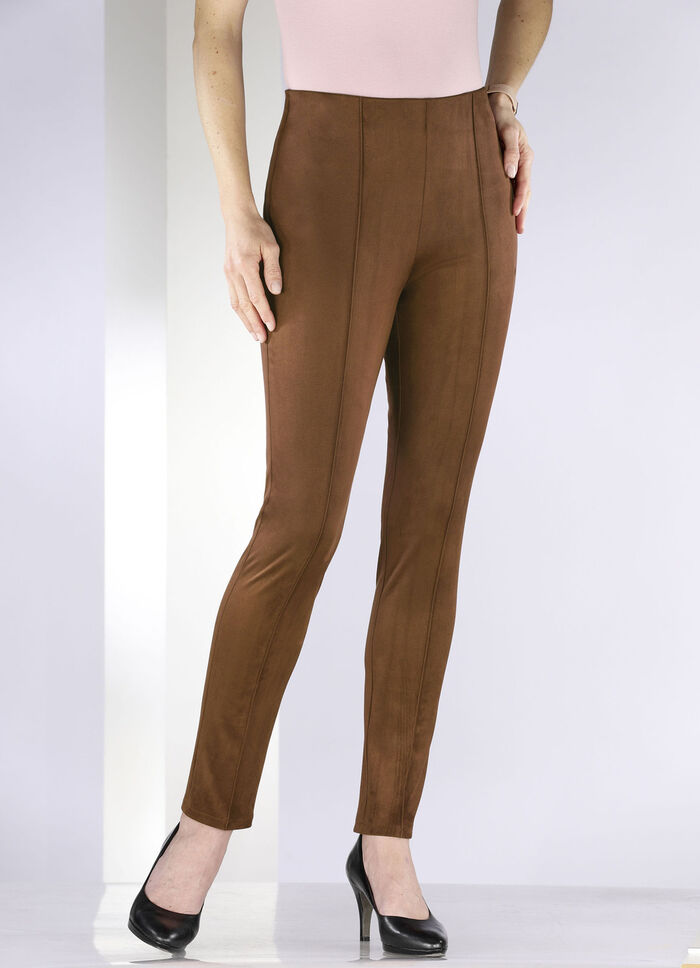 Broek in suèdelook COGNAC