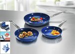 Ceraflon pannenset, 3-delig, met diamant-antiaanbaklaag BLAUW