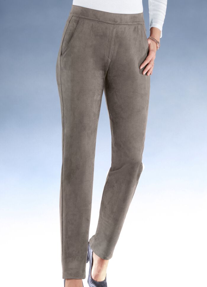 Trendy, fluweelzachte broek TAUPE