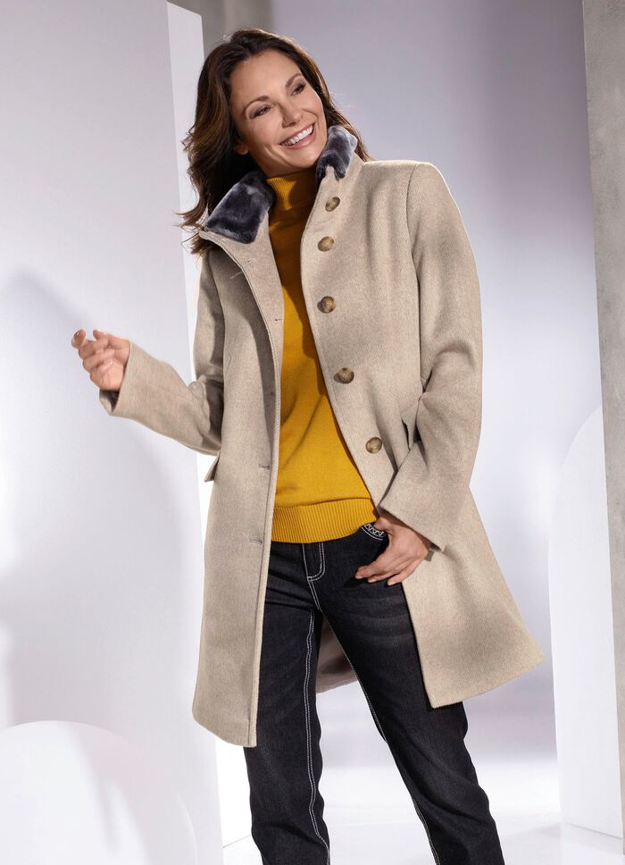 Korte jas in 2 kleuren ZAND-ECRU