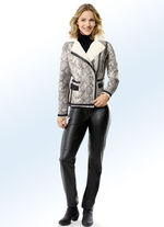 Kort jasje met slangenleer-motief 