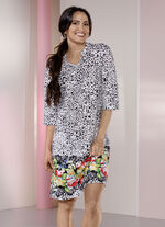 Laurina nachtjapon, knielengte met randprint 