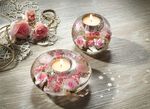 Dreamlight theelichthouder van handgeblazen glas WIT-ROZE