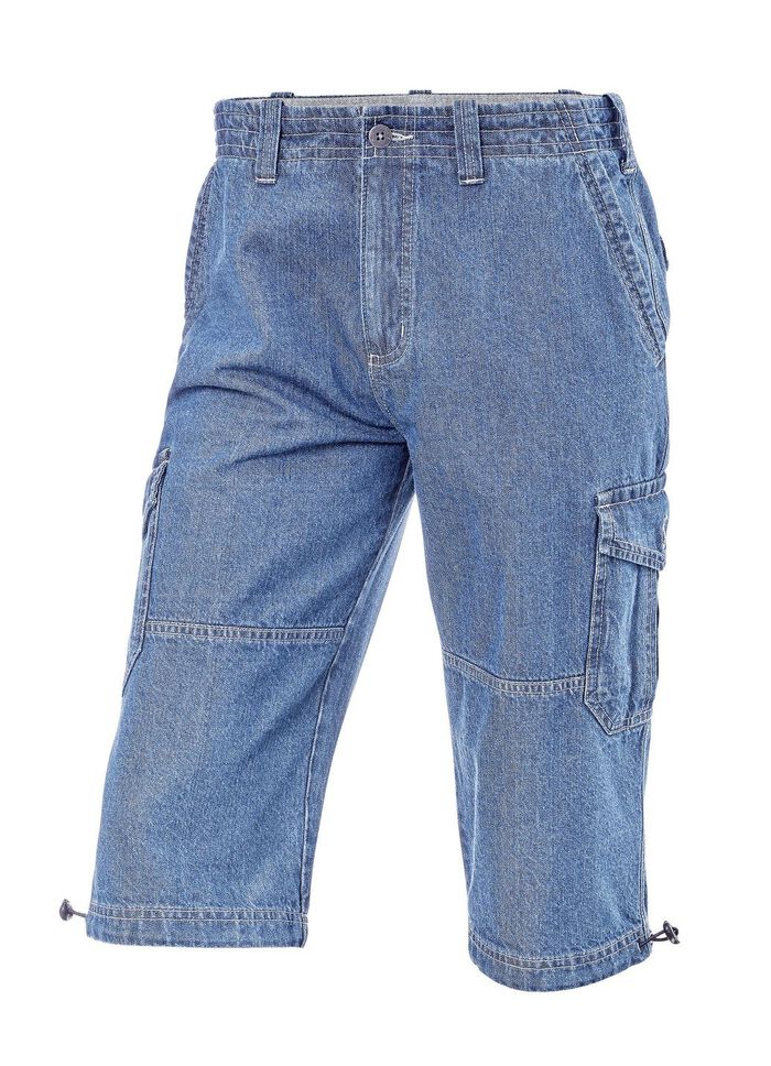 Denim bermudashort met cargozakken in 3 kleuren 