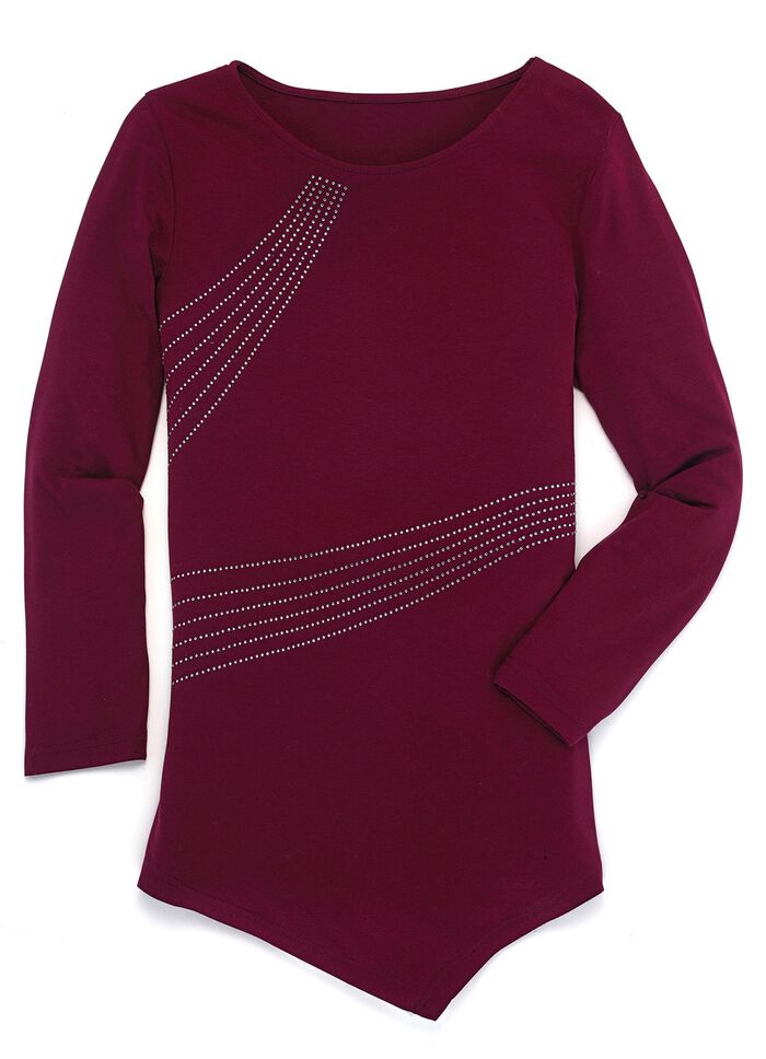 Shirt met asymmetrische zoom in 2 kleuren BORDEAUX