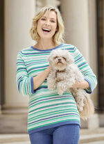 Trui met een mix van patronen in een strependessin JEANSBLAU-JADEGRÜN-MULTICOLOR