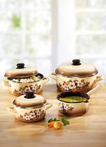 Pannenset, 7-delig van ge&euml;mailleerd staal 