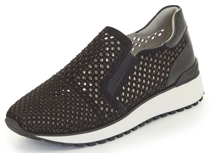 Caprice pantoffels met strass steentjes ZWART