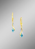 Oorbellen met diamanten en echte blauwe topaas 