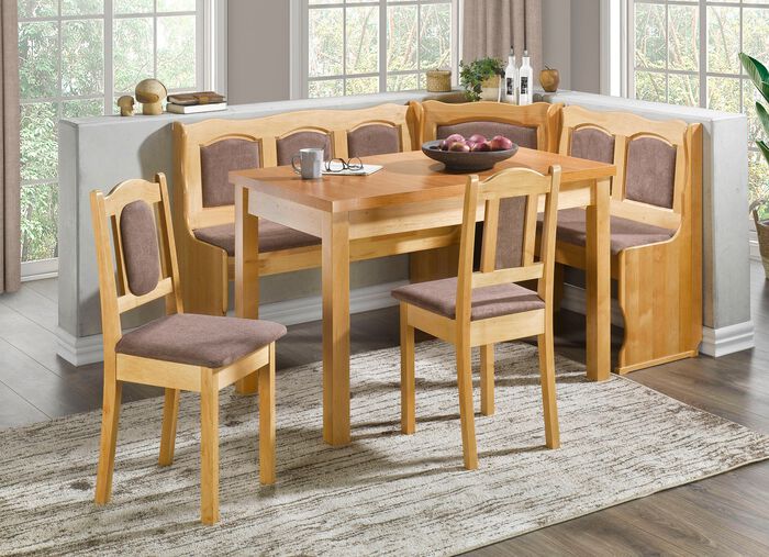 Comfortabel eetkamermeubilair met aangename stoffen bekleding NATUUR-BRUIN