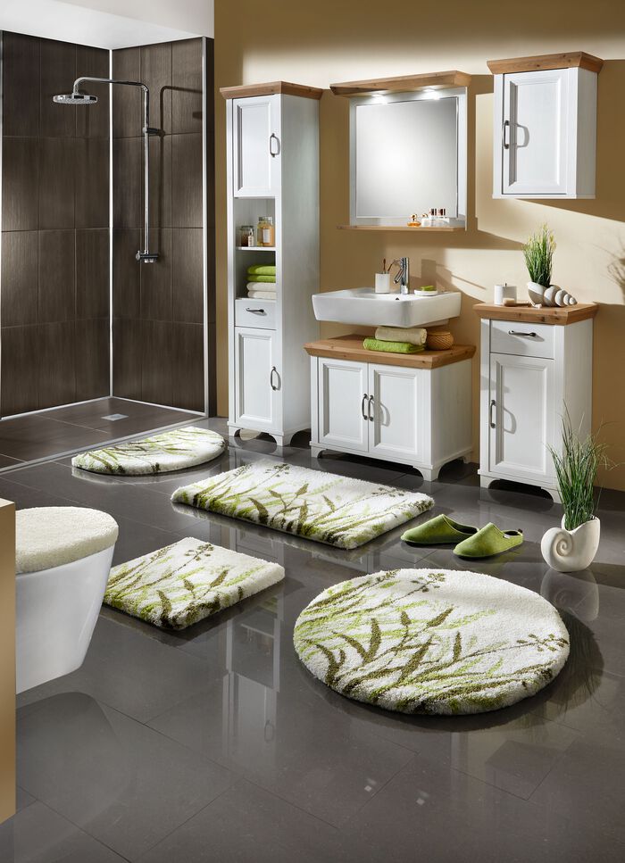 Naturel badkamerset met grasmotief 