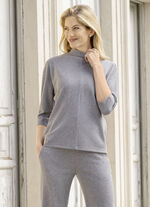 Overhemd met opstaande kraag GRIJS GEMÊLEERD