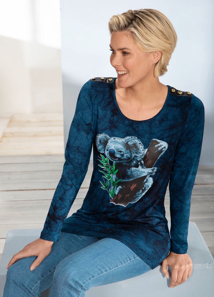 Lang shirt met motief inkjetprint in 2 kleuren MARIENE BATIK