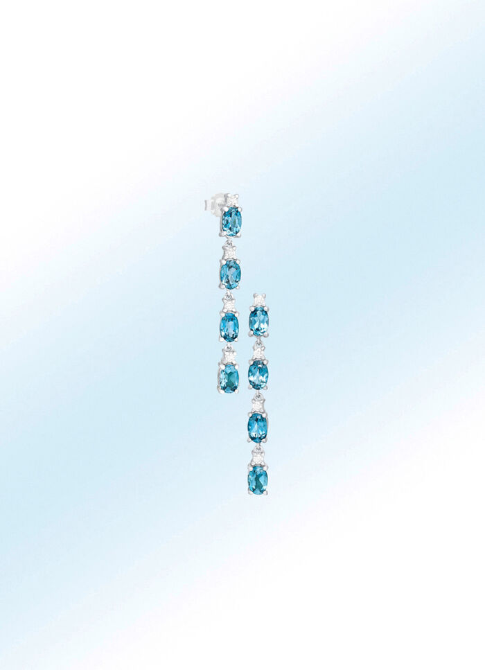 Oorknopjes met blauwe topaas en zirkonia 
