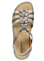 Gemini, modieuze damessandalen, breedte G, met bloemenapplicaties BRONZE