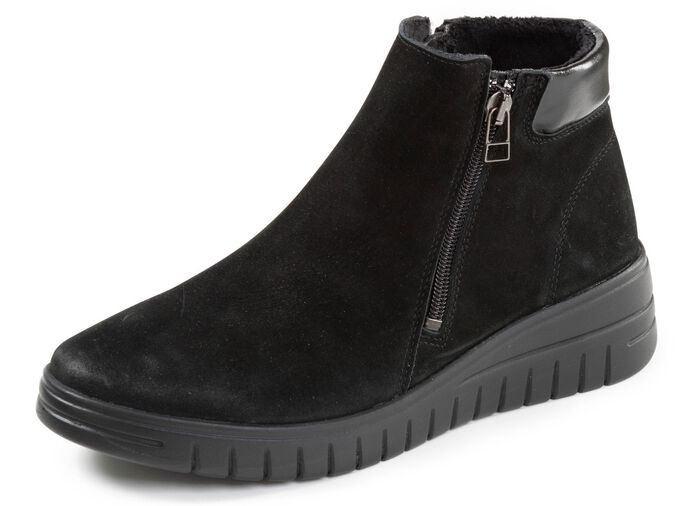 ELENA EDEN, gevoerde dames enkellaarsjes, winterschoenen, breedte H, met uitneembaar voetbed ZWART