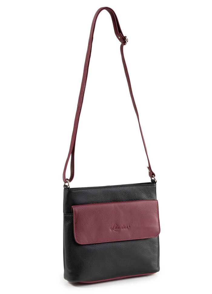 Laurina, tas, dames, met verstelbare schouderband ZWART-BORDEAUXROOD